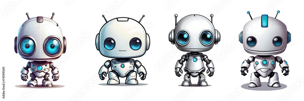 Clipart of a set of cute robots. Clipart of a set of cute robots.