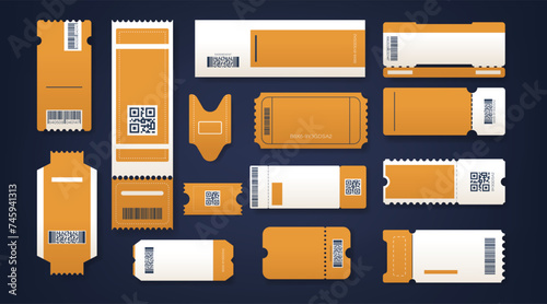 Ticket Templates Collection. Blank Designs Used For Creating Custom Access Passes For Events Like Concerts, Festivals