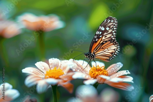 Mexican daisy blooms, a butterfly rests on vibrant coat buttons © Muhammad Ishaq
