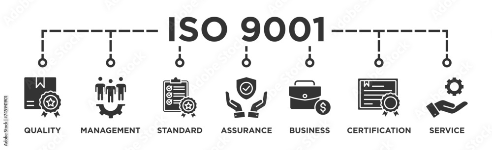ISO 9001 banner web icon illustration concept with icon of quality ...
