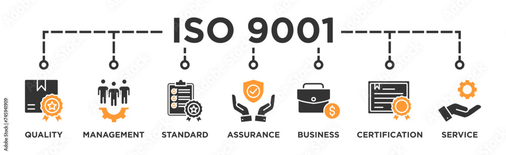 ISO 9001 banner web icon illustration concept with icon of quality ...