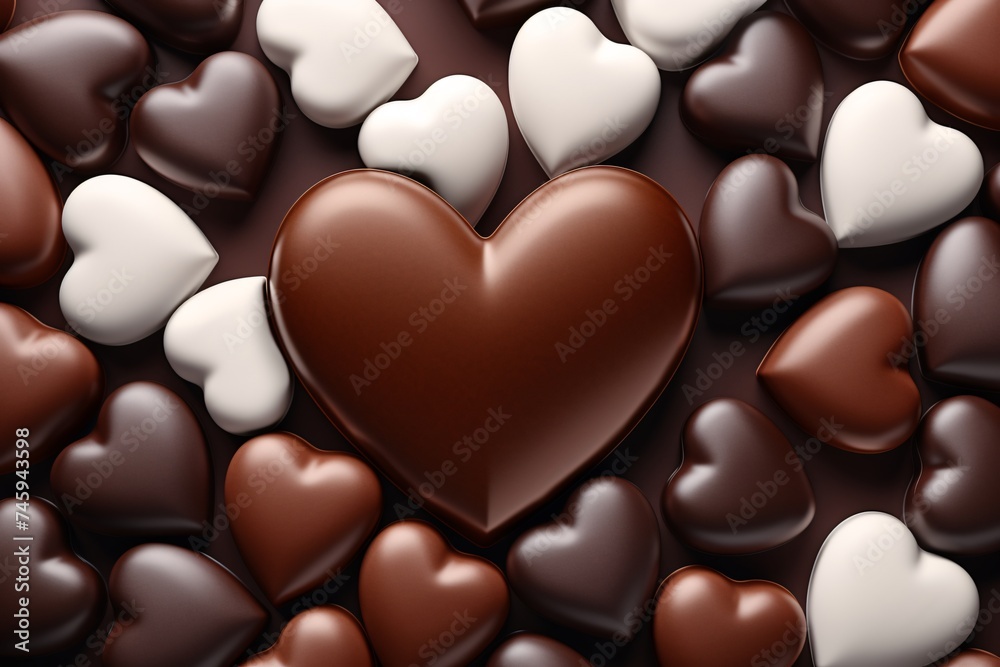 a group of chocolate hearts a group of chocolate hearts