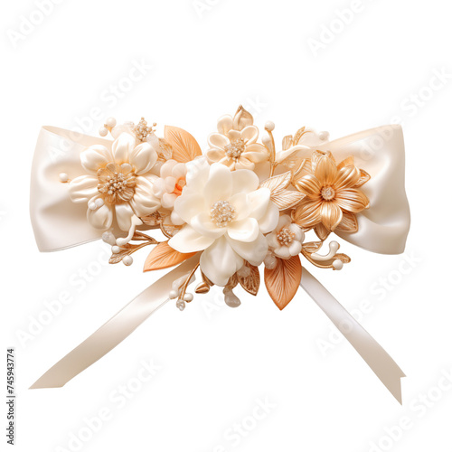 Wedding garter opulent with flowers and ruffles