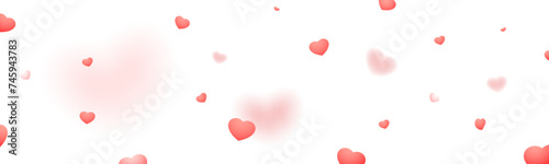 Falling confetti of red hearts on a transparent background, png and eps