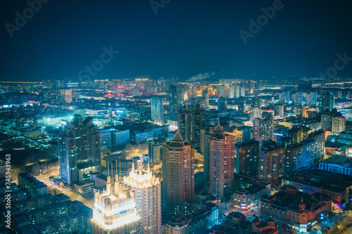 中国 黒竜江省 ハルビン　龍塔からの夜景　 photo