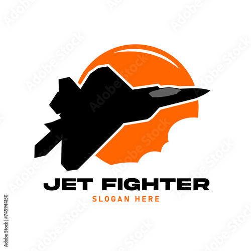 raptor jetfighter sunset background logo