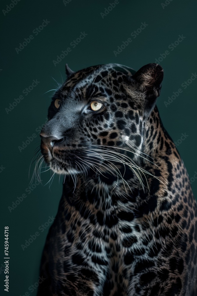 portrait of a black leopard animal