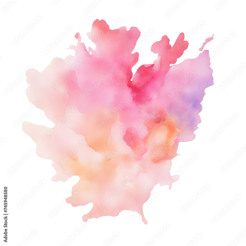 
Abstract, subtle watercolor splash in red and yellow on transparent background
