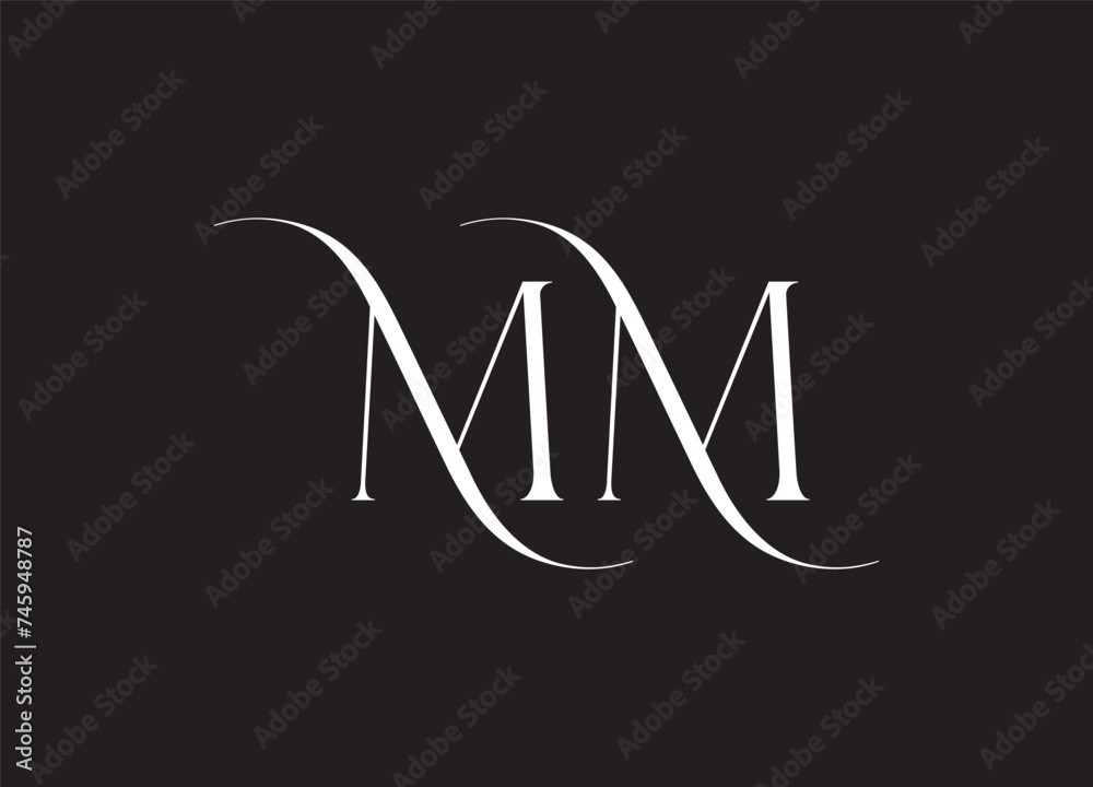 Letter M logo or MM initials two modern monogram symbol, 