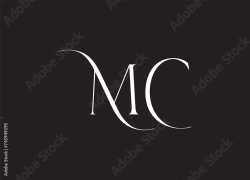 MC M C Watercolor Letter Logo Design 