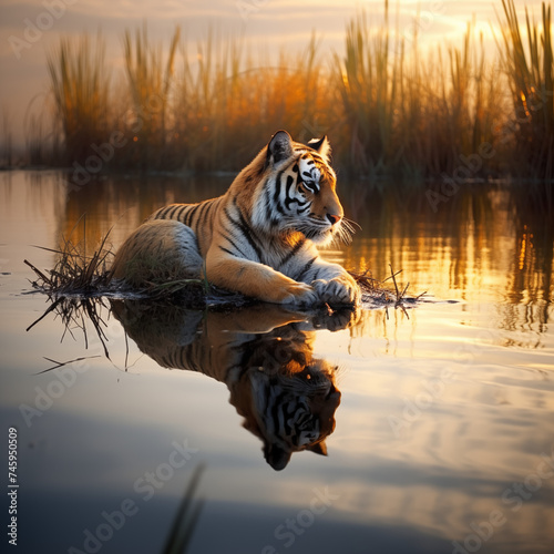 A Tiger's Unexpected Dip: A Captivating Portrait of a Tiger in Water | World Wildlife Day