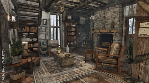 Rustic charm of an interior adorned with a wooden texture floor