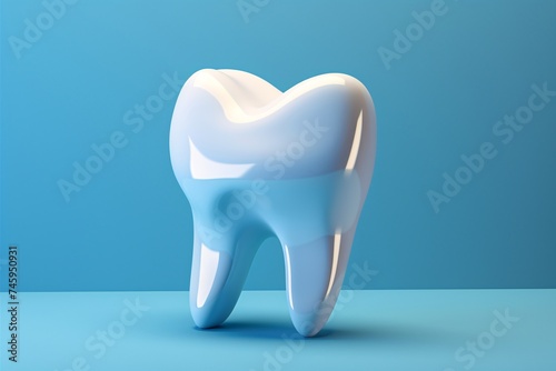 a white tooth on a blue surface