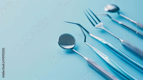 Dental tools in blue. 