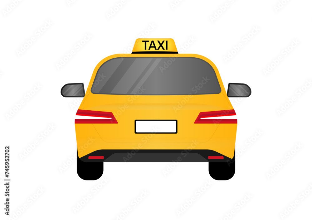 Taxi Car. Taxi service. Vector Illustration Isolated on White Background. 