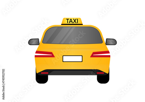 Taxi Car. Taxi service. Vector Illustration Isolated on White Background. 