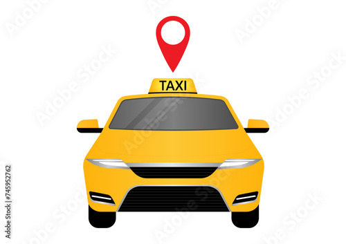 Taxi Car. Taxi service. Vector Illustration Isolated on White Background. 