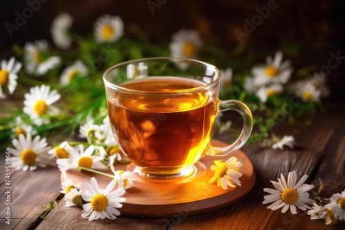 colorful chamomile tea background