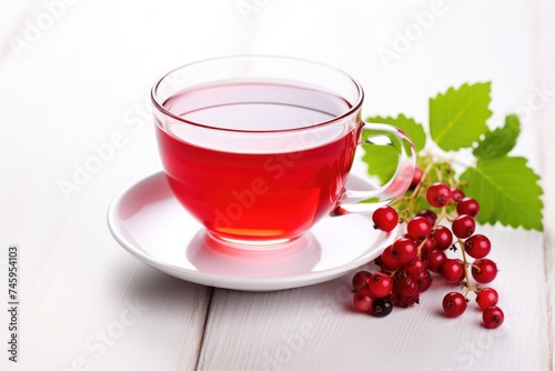 colorful background tea with red currants