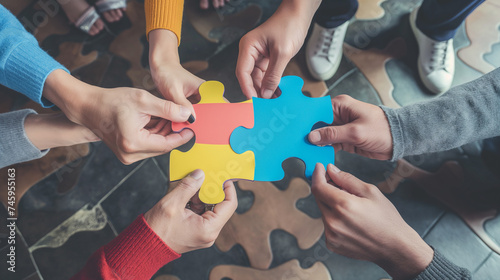 Naklejka Creative Team Solving Puzzle Together Collaboration Concept team collaboration