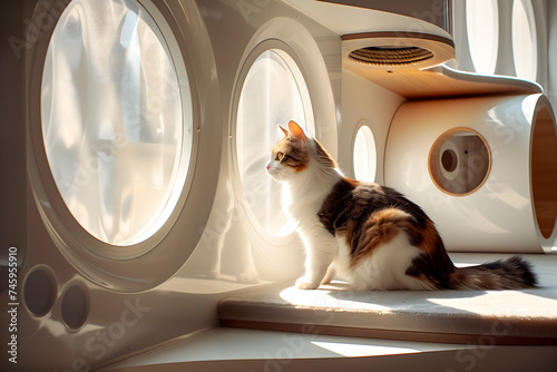 futurism Cutting-edge cat gym with a modern design