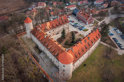 Fototapeta Naklejka Na Ścianę i Meble -  Teutonic castle in Paslek city at sunset, Poland.