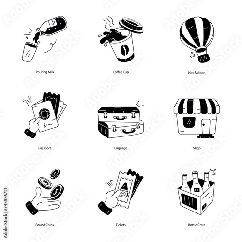 Pack of English UK Doodle Icons 

