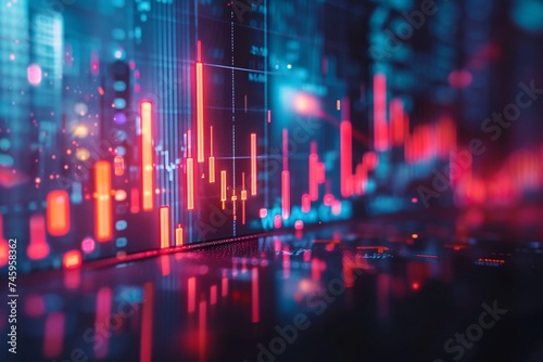 A financial investment concept featuring a stock market or currency trading graph and candlestick chart, serving as a background for business ideas and artistic designs.