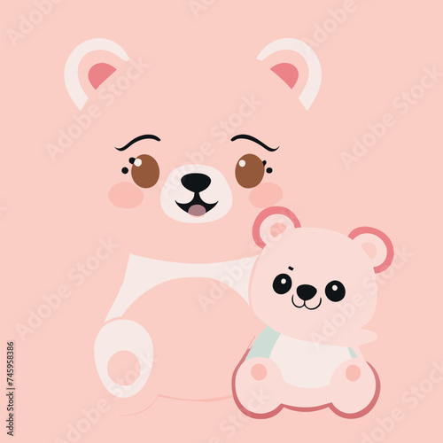 one polor bear with one brown bear, vector illustration kawaii