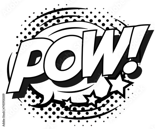 Pow Comic Text On Dotted Background vector 10 eps