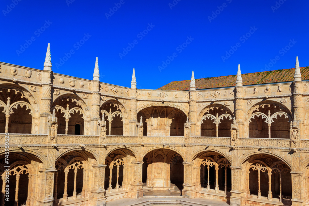 Naklejka premium Courtyard of the Jeronimos monastery in Lisbon, Portugal