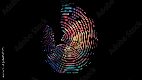 A conceptual vector artwork of a digital fingerprint, representing identity verification technologies in cybersecurity protocols, HD, 4K