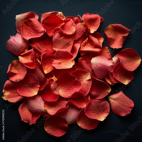 Rose petals on black background