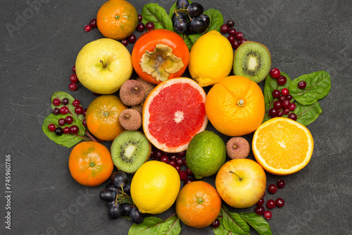 Set of varied, multicolored exotic fruits. © 201122