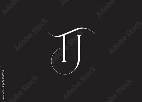 Minimal TJ logo. Icon of a JT letter on a luxury background. 