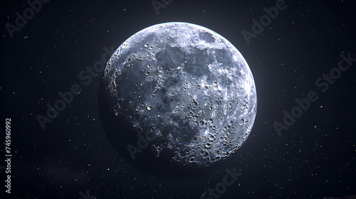 Creating a sharp, realistic image of the moon glowing in the night sky, Generative AI