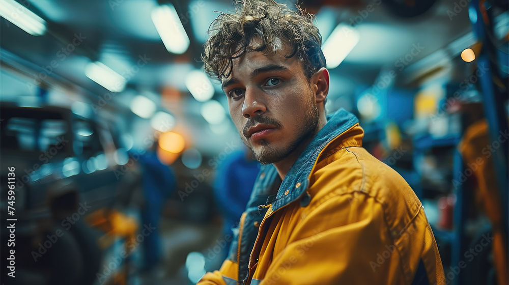 Auto mechanic working in car service. Generative AI. Auto mechanic working in car service. Generative AI.