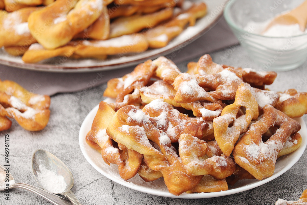 Angel wings, traditional sweet crisp pastry Angel wings, traditional sweet crisp pastry