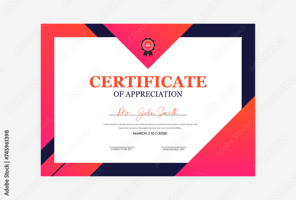 Fototapeta premium modern abstract certificate template design