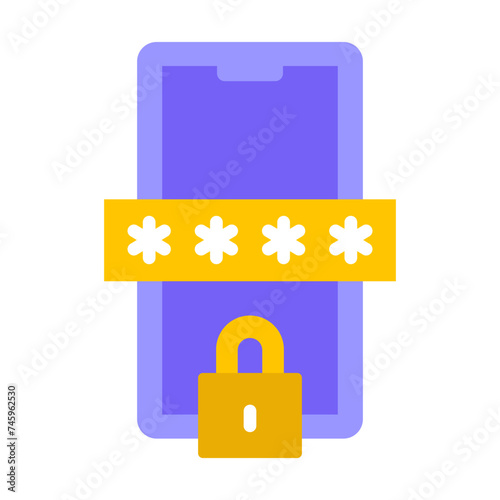 Phone with lock and pin code icon. ersonal data security. Locked padlock with password. Privacy concept	