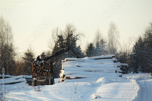 Winter logging in a remote village in Russia © nastyakamysheva