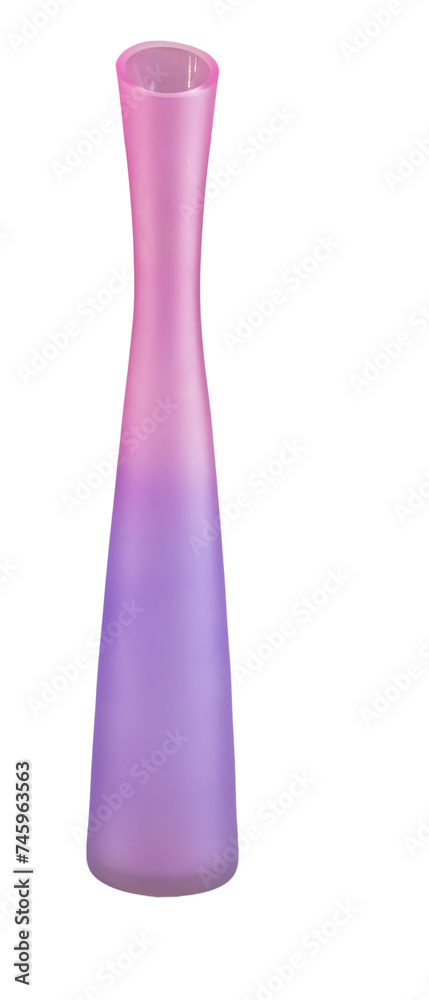 Empty lilac vase on a white background. Vase in a modern style with a truncated top.