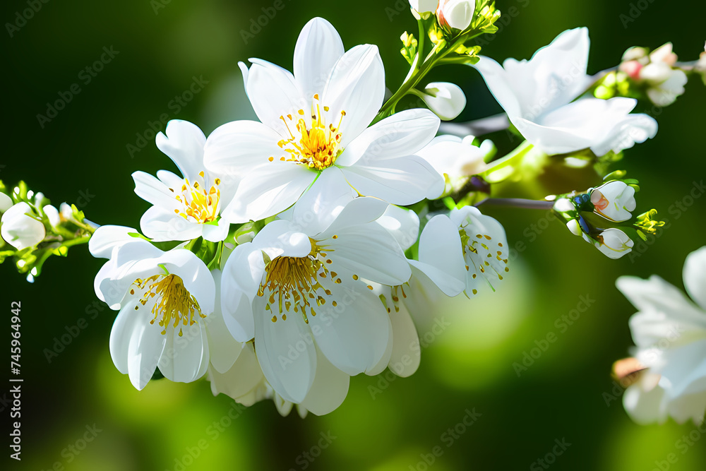 white cherry blossom, generative ai white cherry blossom, generative ai