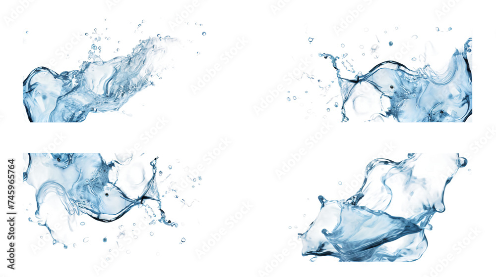 Water Splash Collection: Dynamic 3D Digital Art Set in High Resolution PNG, Isolated on Transparent Background - Perfect Design Elements for Creative Projects!