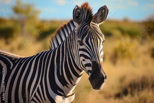 Zebra - Africa - A group of equid species known for their distinctive striped coats and social behavior. They are threatened by habitat loss and hunting