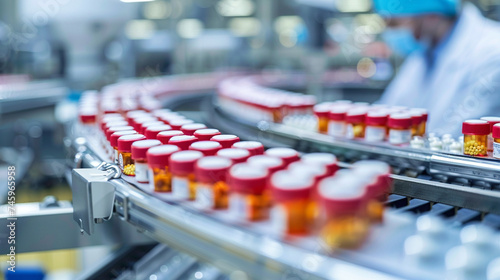 With dedication and expertise, a man supervises the assembly line in a pharmaceutical plant, overseeing the production of medical drugs with precision and adherence to regulatory s