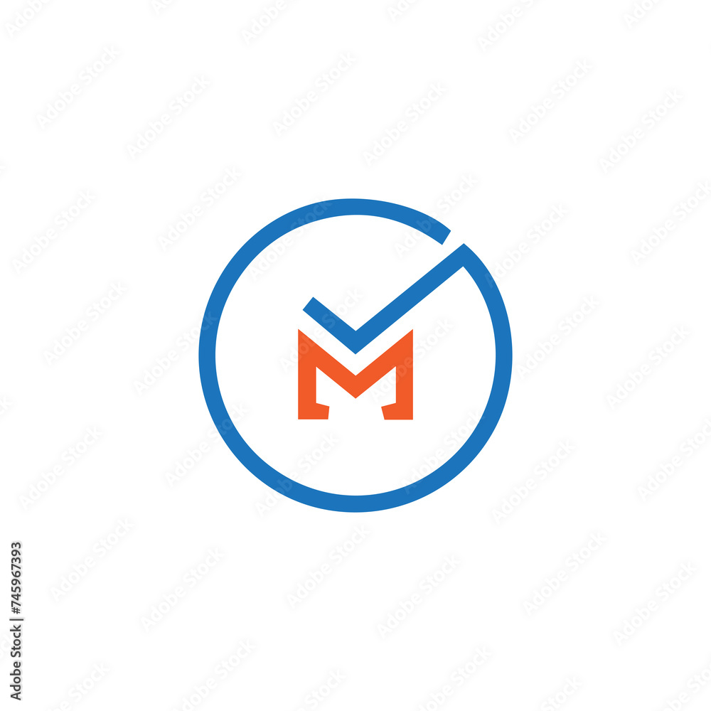 Creative letter M with checkmark logo design
