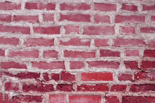 Red brown old brick wall background grunge texture.