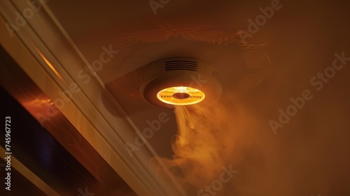 A smoke detector serves as a fire safety alert in the event of a fire and emits a light signal when there is smoke