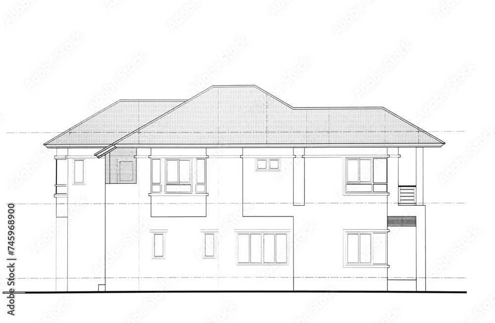House plan drawing on transparent background (PNG File)